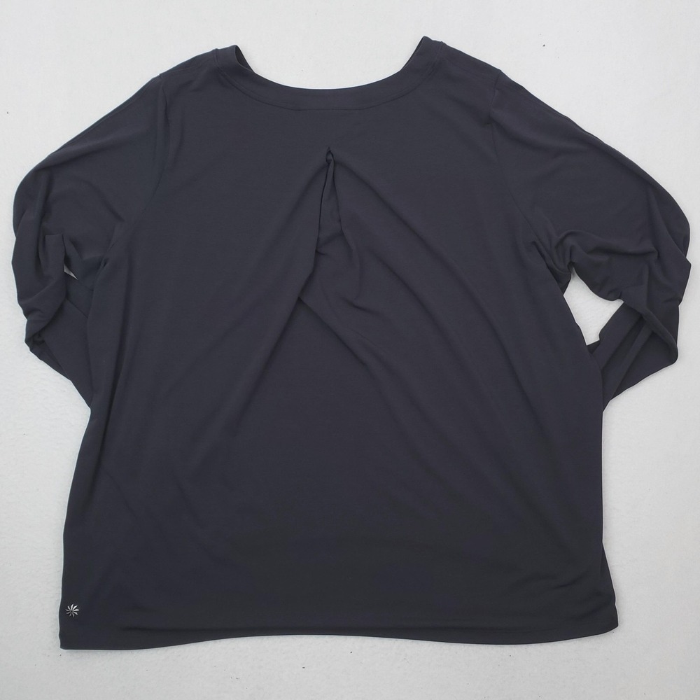 Athleta Shirt Womens XL Black Long Sleeve Oversized Relaxed Fit Stretch Athletic - Picture 5 of 9